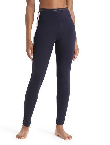 Women's Icebreaker Merino 200 Sonebula Thermal Leggings Base Layers Midnight Navy / Snow | CA 1092HAPK